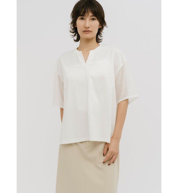 MIDIUMISOLID「MIDIUMISOLID for Ladies シアースリーブスキッパープルオーバー」|Tシャツ・カットソー|オフホワイト