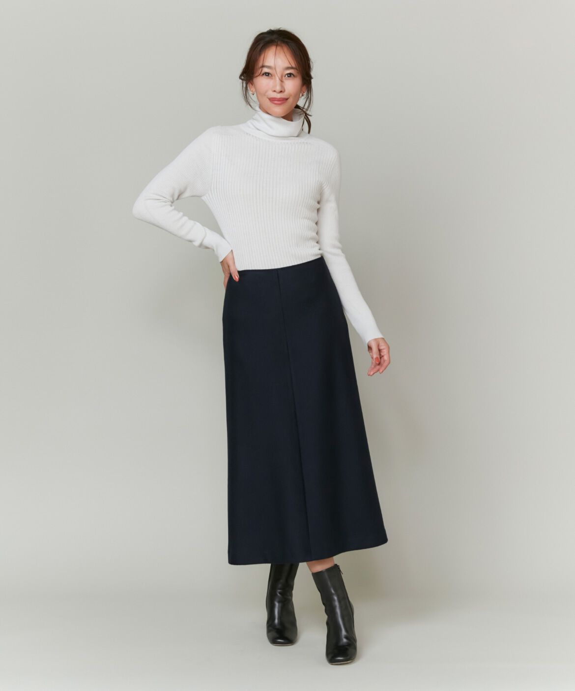INED「《大きいサイズ》カシミヤAラインスカート《大草直子コラボ》《COLOMBO》」|フレア|