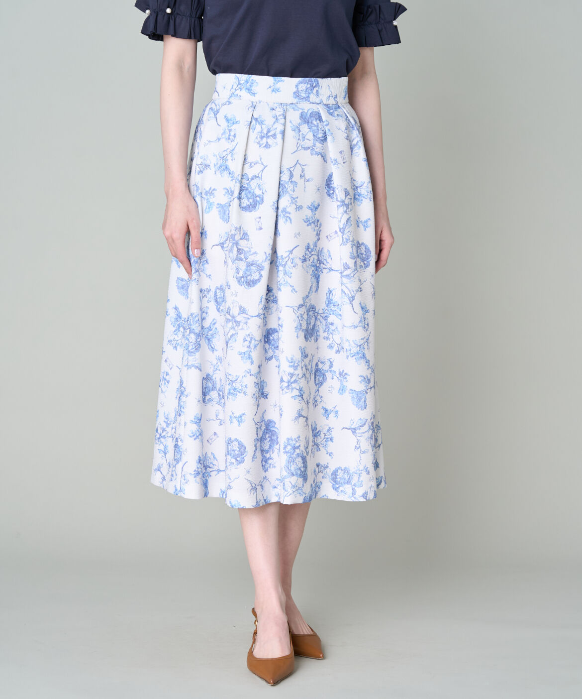 Maglie le cassetto「《大きいサイズ》トワルドジュイ風タックスカート《M Maglie le cassetto》」|フレア|