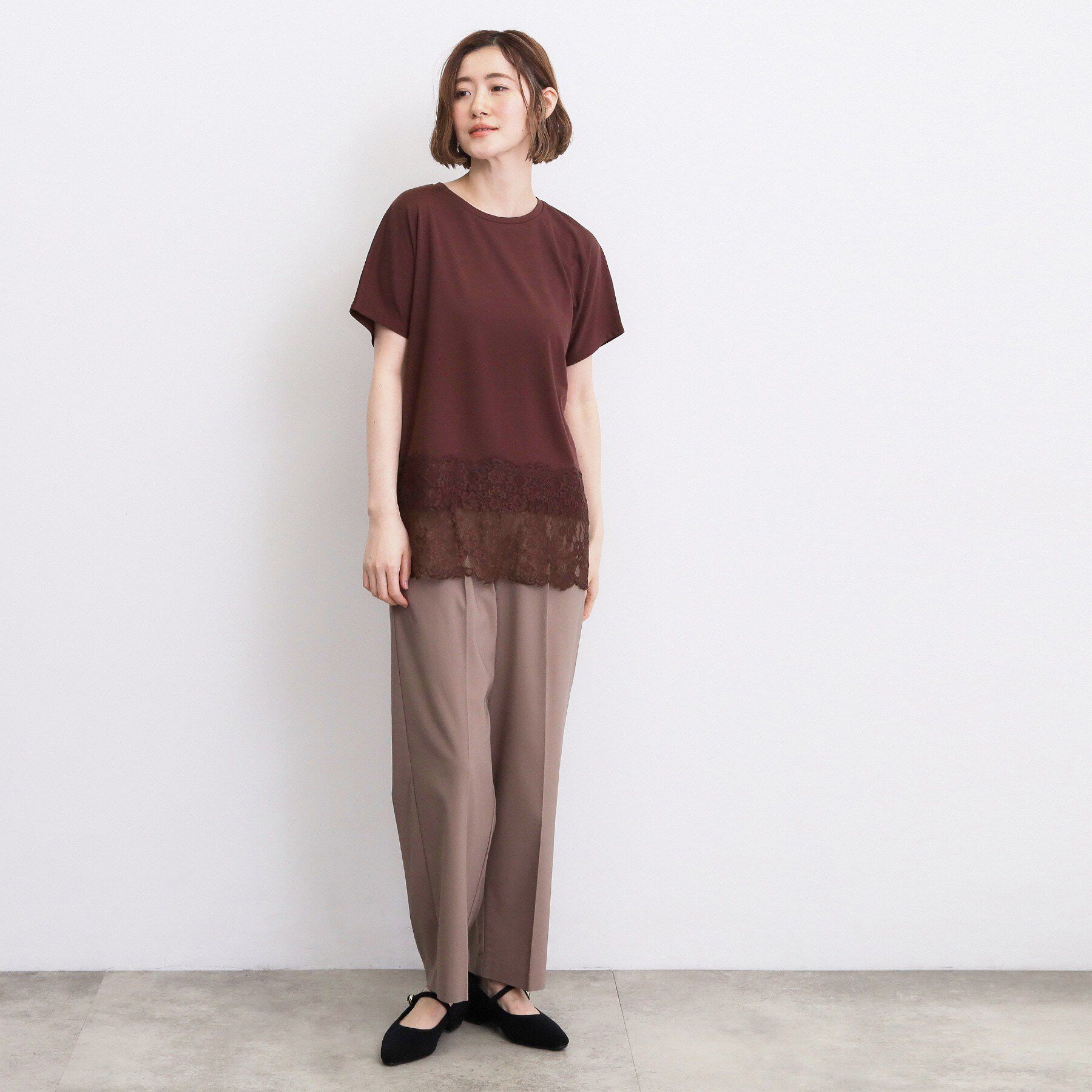 grove「【持続冷感】ひんやりポンチシリーズ／裾レースドルマンカットソー」|Tシャツ・カットソー|