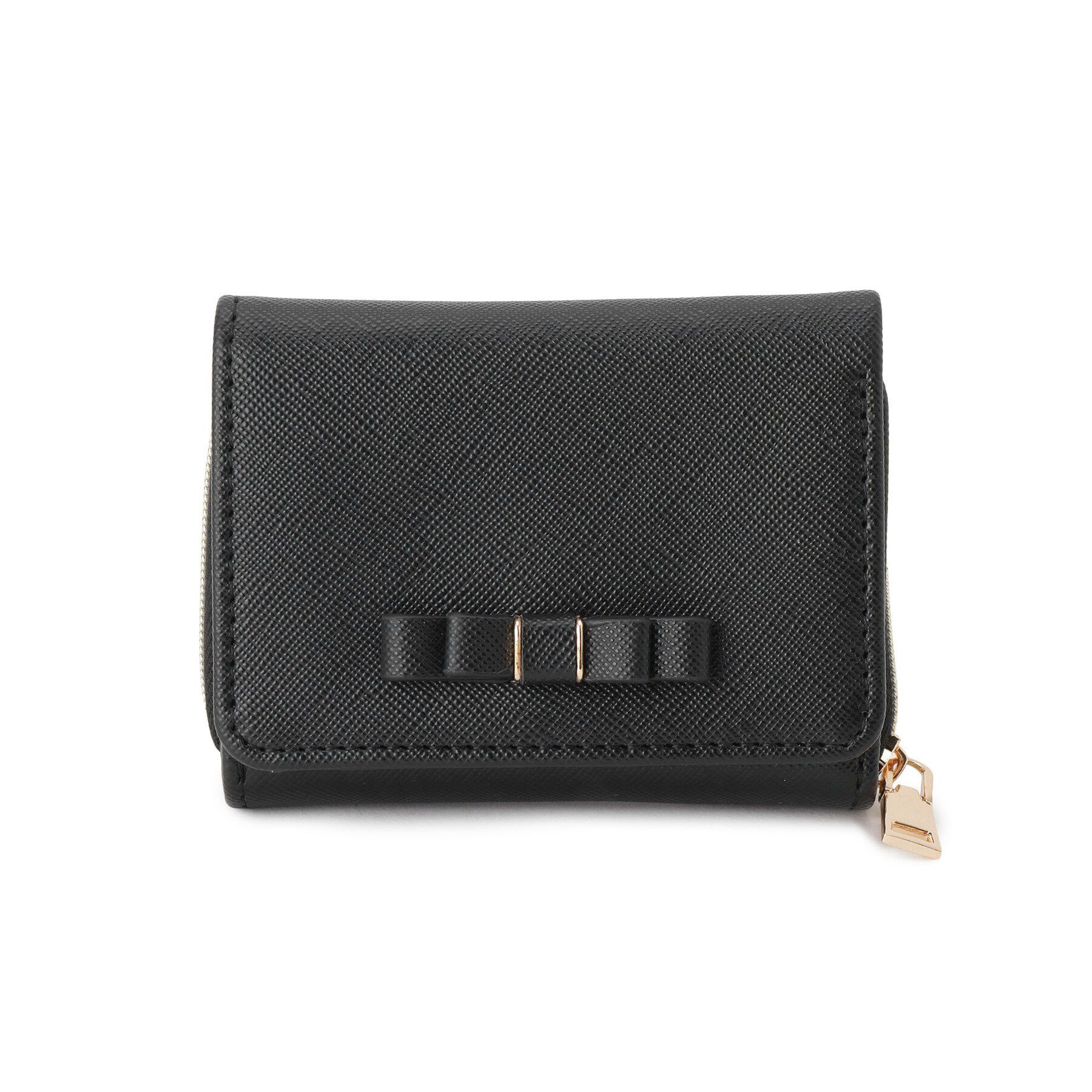 grove「ダブルリボンミニ折財布」|財布|ブラック(019)