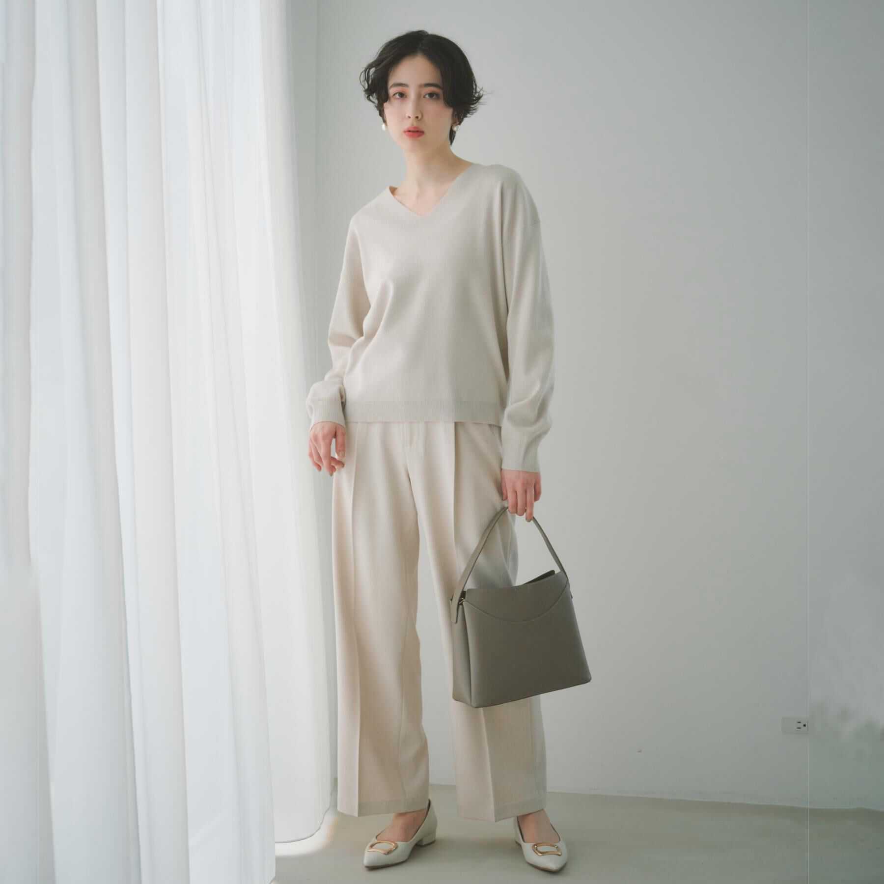 THE SHOP TK「【S-XLサイズ/上品見えが叶う】Vネックニット/洗濯機OK」|ニット・セーター|