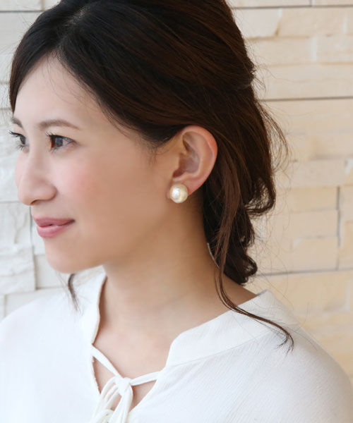 colleca la「【14mm】大粒コットンパールピアス・イヤリング」|ピアス|