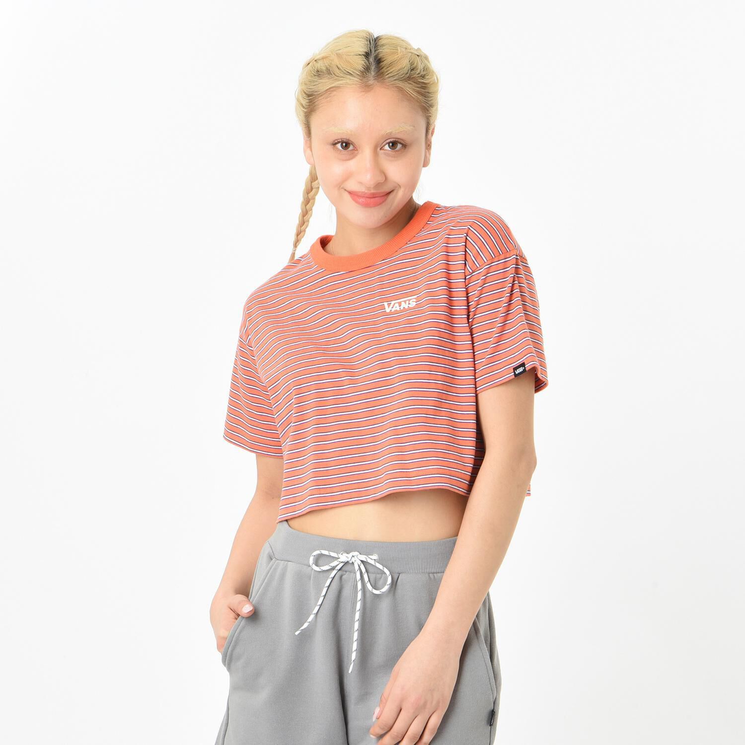VANS「【VANSｱﾊﾟﾚﾙ(WJ)】W Multi Border Tee」|Tシャツ・カットソー|レッド