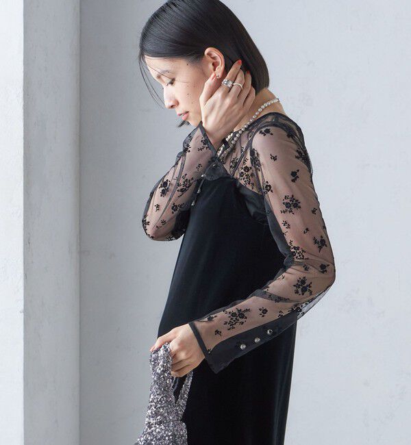 SHIPS for women「《追加予約》kaene:フロッキー レース ポリエステルベロア 2WAY ドレス（セレモニー対応可）」|ワンピース|