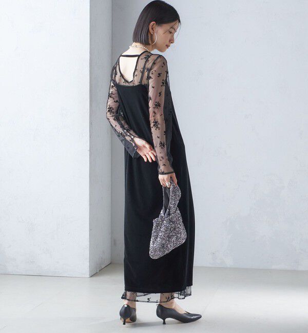 SHIPS for women「《追加予約》kaene:フロッキー レース ポリエステルベロア 2WAY ドレス（セレモニー対応可）」|ワンピース|