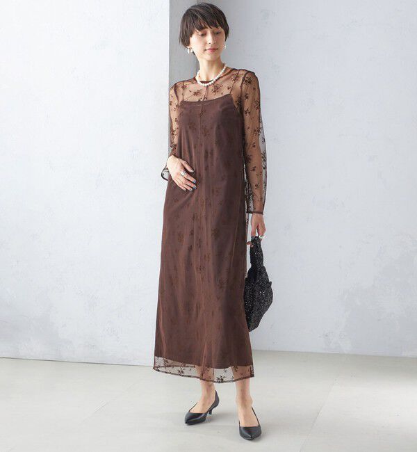 SHIPS for women「《追加予約》kaene:フロッキー レース ポリエステルベロア 2WAY ドレス（セレモニー対応可）」|ワンピース|