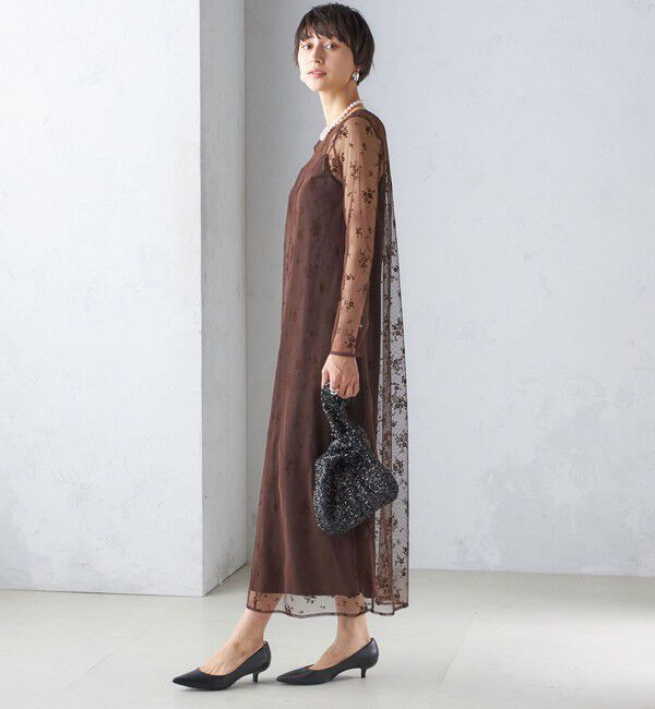 SHIPS for women「《追加予約》kaene:フロッキー レース ポリエステルベロア 2WAY ドレス（セレモニー対応可）」|ワンピース|
