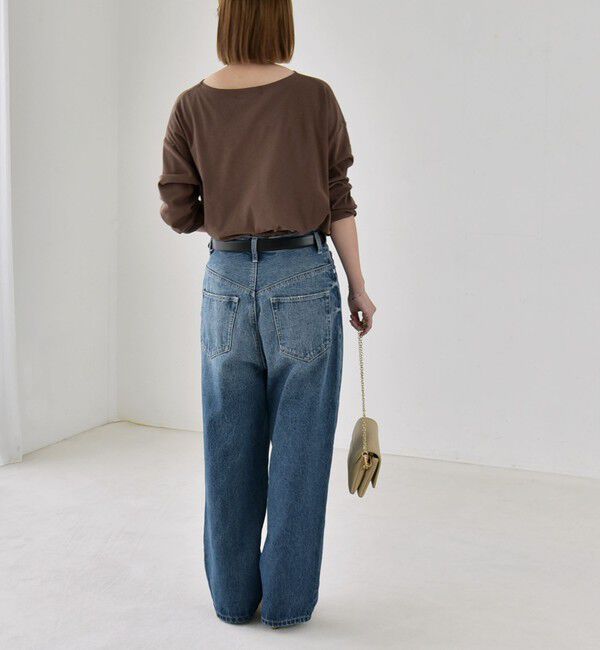quaranciel「《予約》quaranciel:〈手洗い可能〉シアー コットン ボートネック ルーズ ロンTEE」|Tシャツ・カットソー|