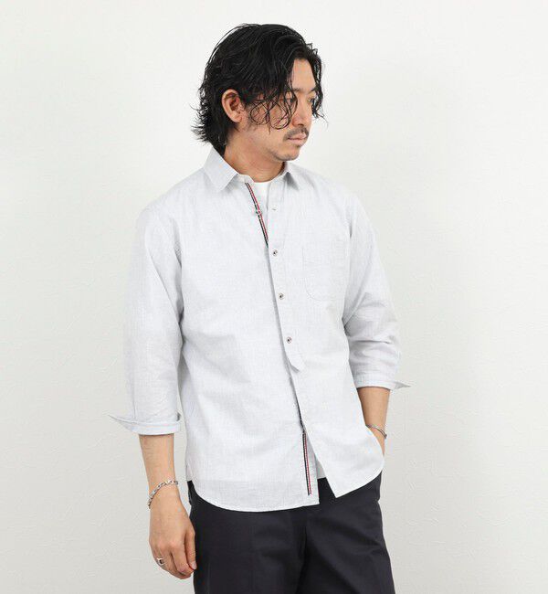 NOLLEY'S goodman「綿麻パラシュートボタン7分袖シャツ 26SS」|シャツ・ブラウス|