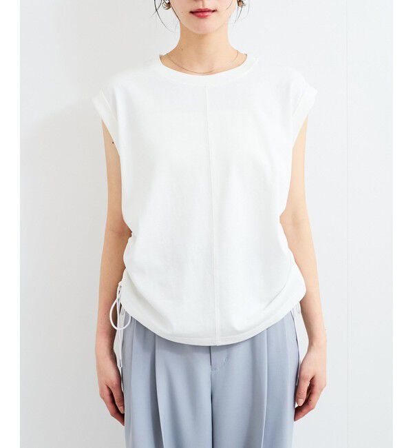 VIS「【WEB限定】サイドドロストシャーリングカットソー」|Tシャツ・カットソー|