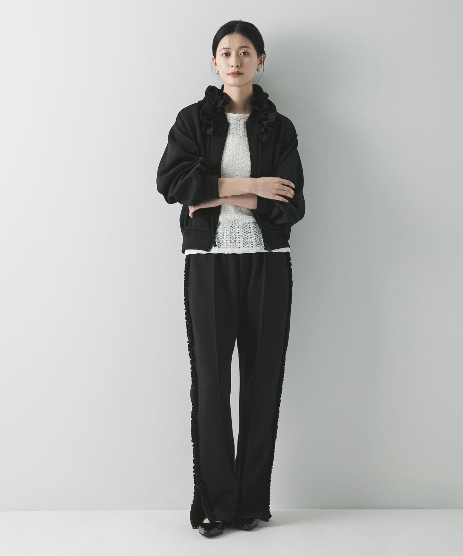 URBAN RESEARCH「『別注』crinkle crinkle crinkle&times;URBAN RESEARCH　FRILL COLLER TRACK JACKET」|ブルゾン・スタジャン|