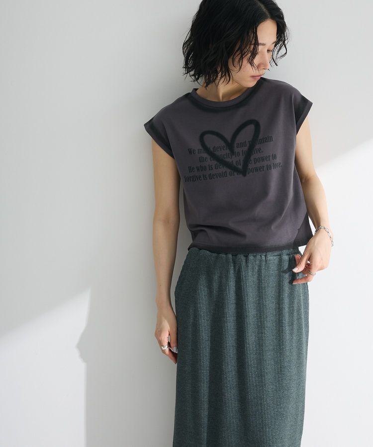 Green Parks「・swing by ハートロゴフレンチTEE」|Tシャツ・カットソー|Charcoal Gray