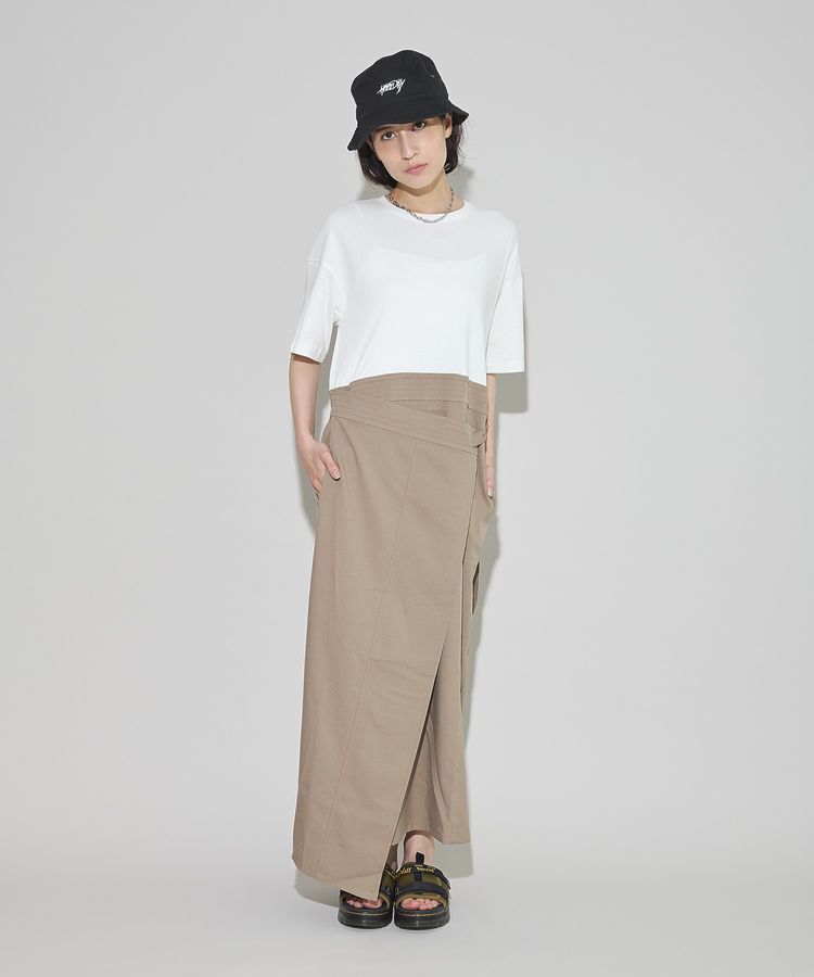 GARAGE OF GOOD CLOTHING「異素材MIX Iラインワンピース」|ワンピース|Beige