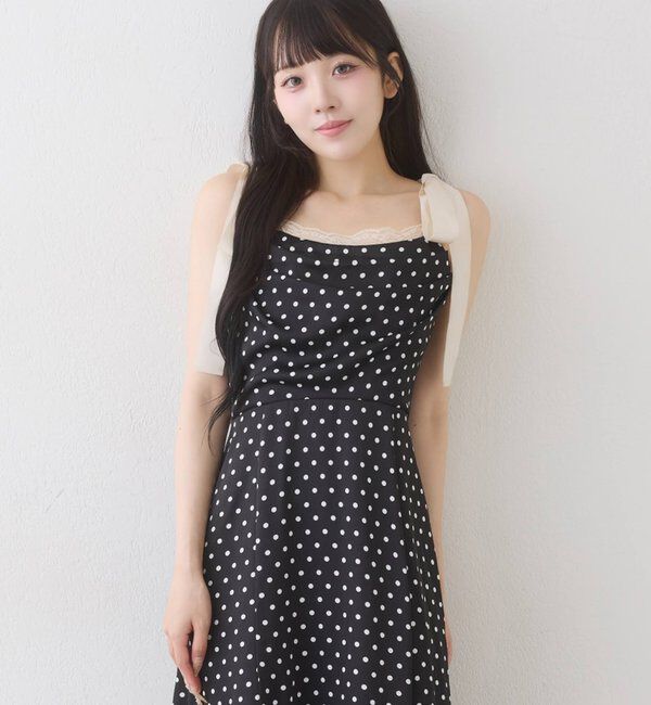  「【WEB限定】肩リボンドレープロングワンピース」|ワンピース|