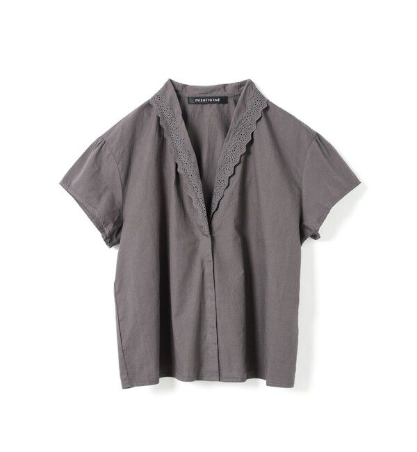 mizuiro ind「mizuiro ind レースカラーシャツ」|シャツ・ブラウス|