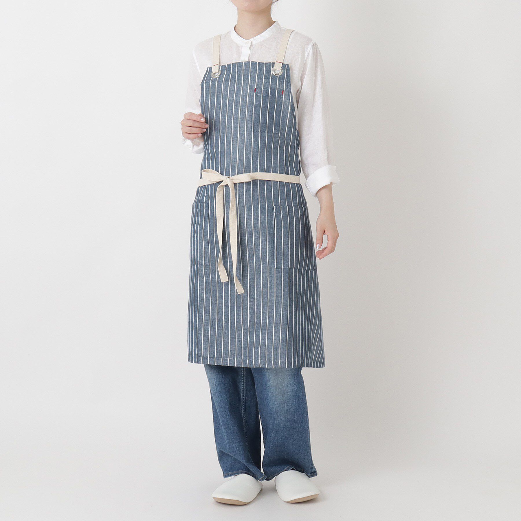 212 KITCHEN STORE「綿麻 ストライプ エプロン NV」|食器・キッチングッズ|