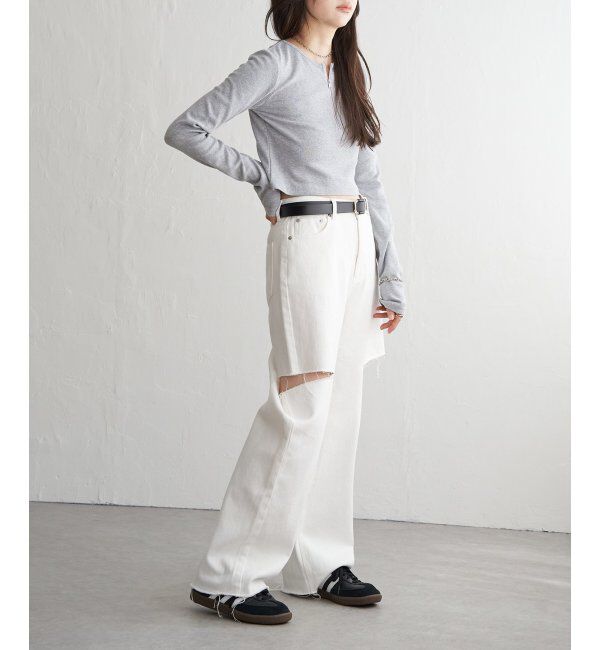 VENCE share style「テレコハーフジップクロップドプルオーバー」|Tシャツ・カットソー|