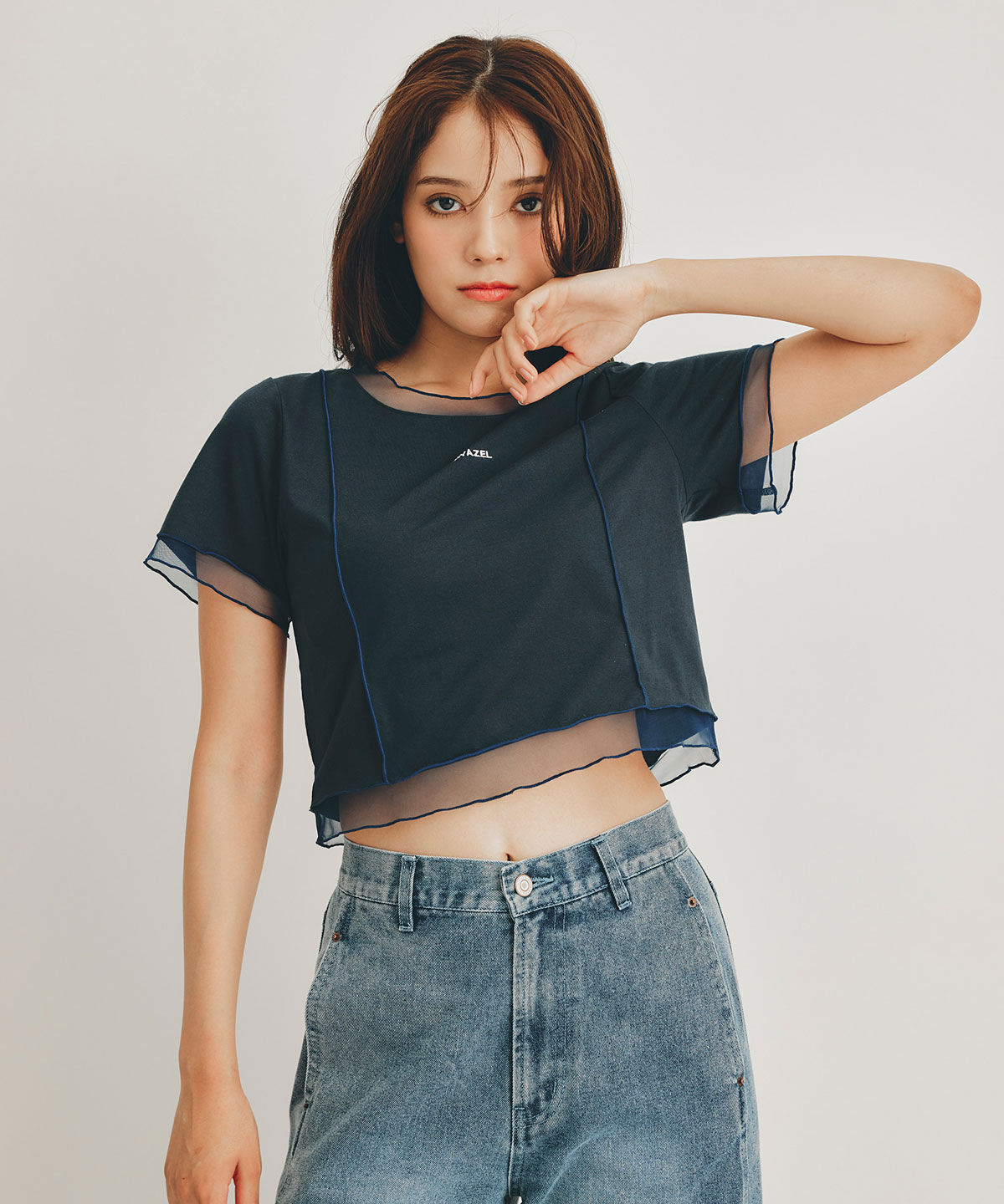 REDYAZEL「シアーレイヤードコンパクトロゴTシャツ」|Tシャツ・カットソー|