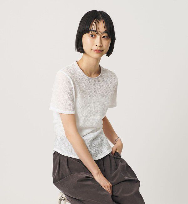 BEAUTY&YOUTH UNITED ARROWS「ベロア パイピング ギャザー カットソー」|Tシャツ・カットソー|WHITE