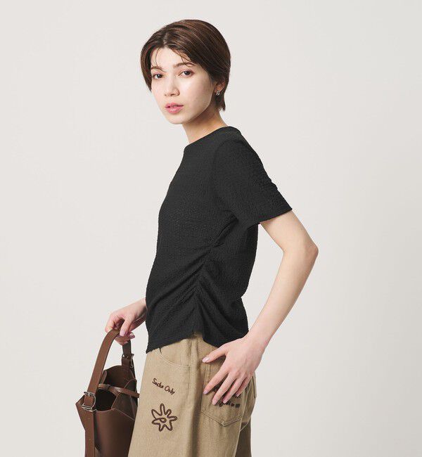 BEAUTY&YOUTH UNITED ARROWS「ベロア パイピング ギャザー カットソー」|Tシャツ・カットソー|