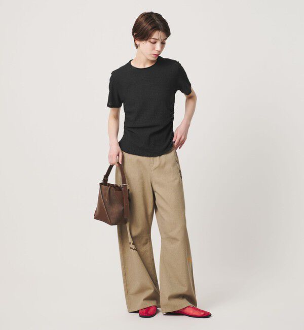 BEAUTY&YOUTH UNITED ARROWS「ベロア パイピング ギャザー カットソー」|Tシャツ・カットソー|