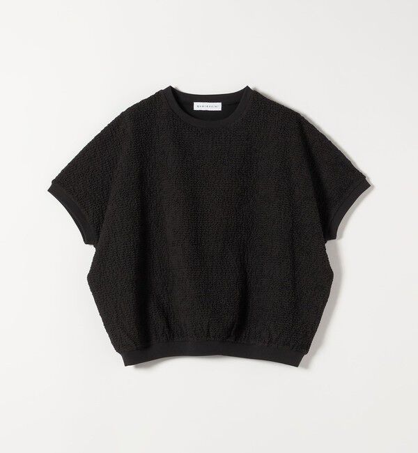 quaranciel「《予約》quaranciel:〈洗濯機可能〉カットジャカード ルーズ フレンチスリーブ プルオーバー」|Tシャツ・カットソー|