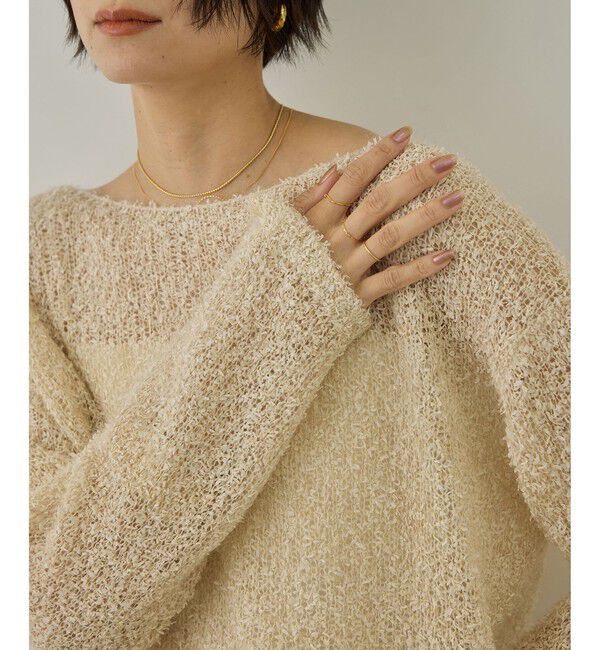 SALON adam et rope'「【WEB限定】モヘア混テープヤーンボートネックプルオーバー」|Tシャツ・カットソー|