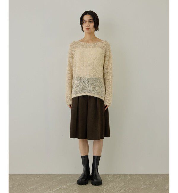 SALON adam et rope'「【WEB限定】モヘア混テープヤーンボートネックプルオーバー」|Tシャツ・カットソー|