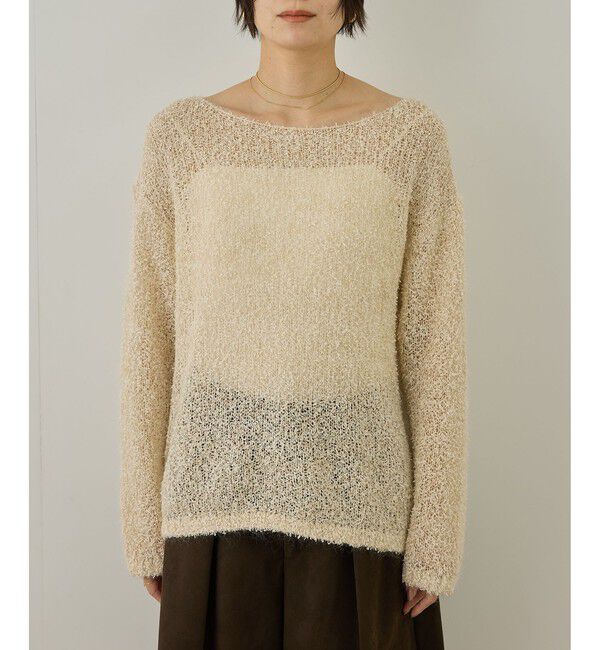 SALON adam et rope'「【WEB限定】モヘア混テープヤーンボートネックプルオーバー」|Tシャツ・カットソー|
