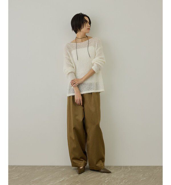 SALON adam et rope'「【WEB限定】モヘア混テープヤーンボートネックプルオーバー」|Tシャツ・カットソー|