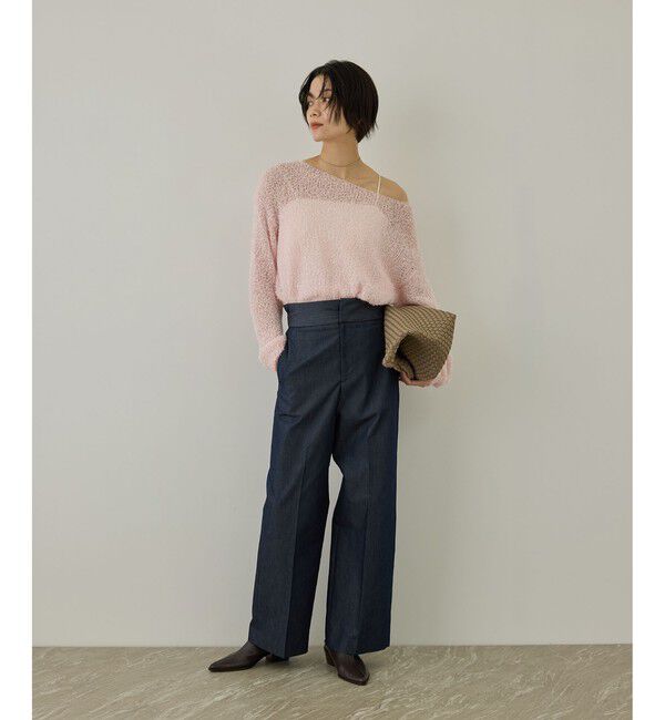 SALON adam et rope'「【WEB限定】モヘア混テープヤーンボートネックプルオーバー」|Tシャツ・カットソー|