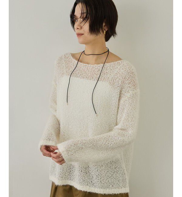SALON adam et rope'「【WEB限定】モヘア混テープヤーンボートネックプルオーバー」|Tシャツ・カットソー|