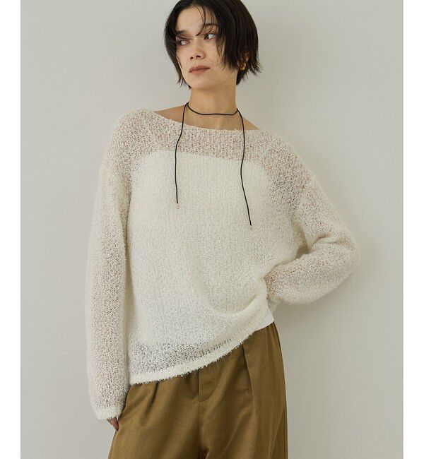 SALON adam et rope'「【WEB限定】モヘア混テープヤーンボートネックプルオーバー」|Tシャツ・カットソー|