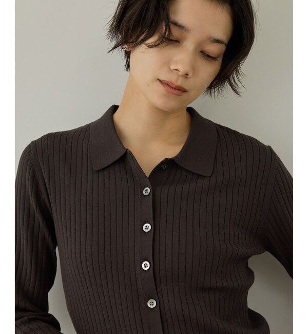 SALON adam et rope'「【WEB限定】リブポロ衿カーディガン」|カーディガン|