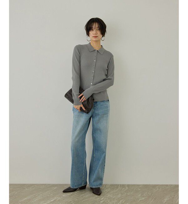 SALON adam et rope'「【WEB限定】リブポロ衿カーディガン」|カーディガン|
