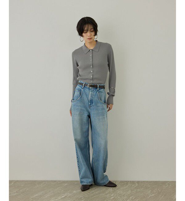 SALON adam et rope'「【WEB限定】リブポロ衿カーディガン」|カーディガン|