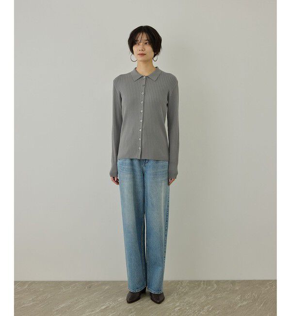 SALON adam et rope'「【WEB限定】リブポロ衿カーディガン」|カーディガン|