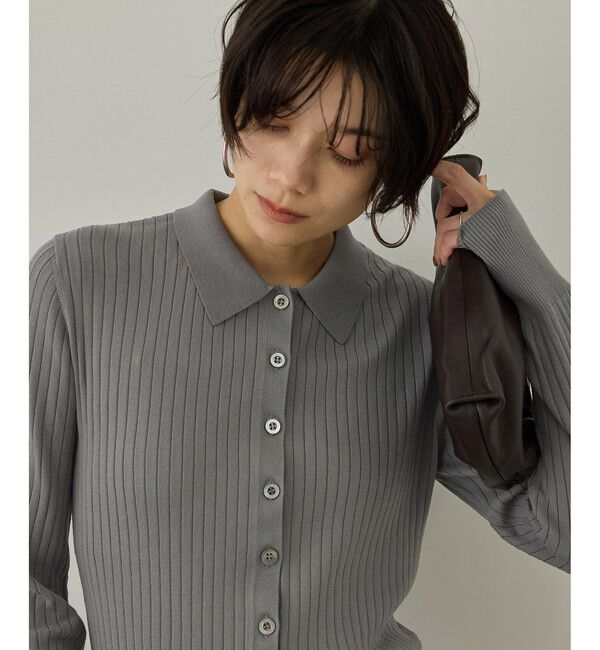 SALON adam et rope'「【WEB限定】リブポロ衿カーディガン」|カーディガン|
