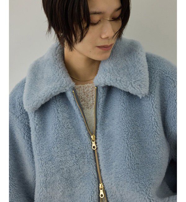 SALON adam et rope'「【WEB限定】スタンドカラージップアップボアブルゾン / 軽量」|ブルゾン・スタジャン|サックス(48)