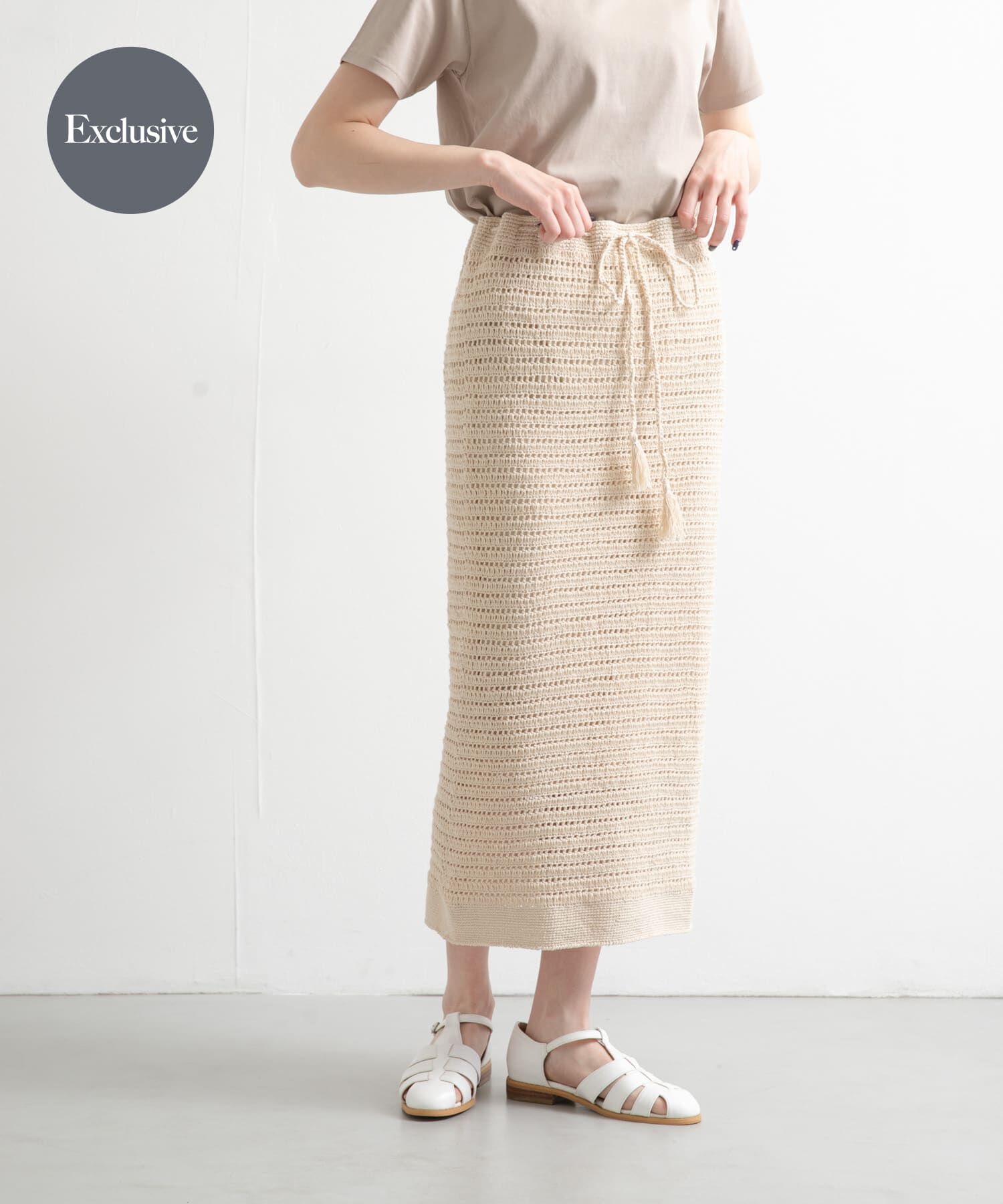 URBAN RESEARCH DOORS「『別注』KHWOPA&times;DOORS　かぎ針スカート」|スカート|アイボリー