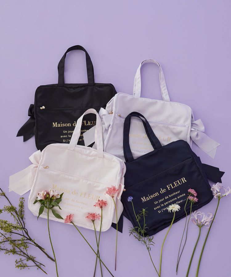Maison de FLEUR「【キャリーオン】サテンキャリーオンバッグ」|トートバッグ|