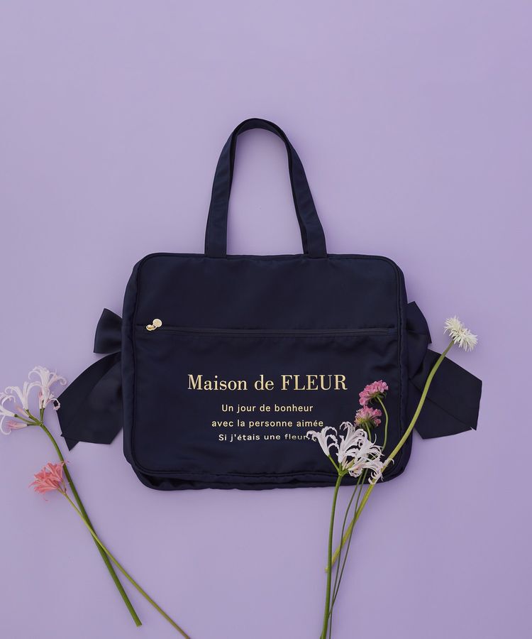 Maison de FLEUR「【キャリーオン】サテンキャリーオンバッグ」|トートバッグ|ネイビー