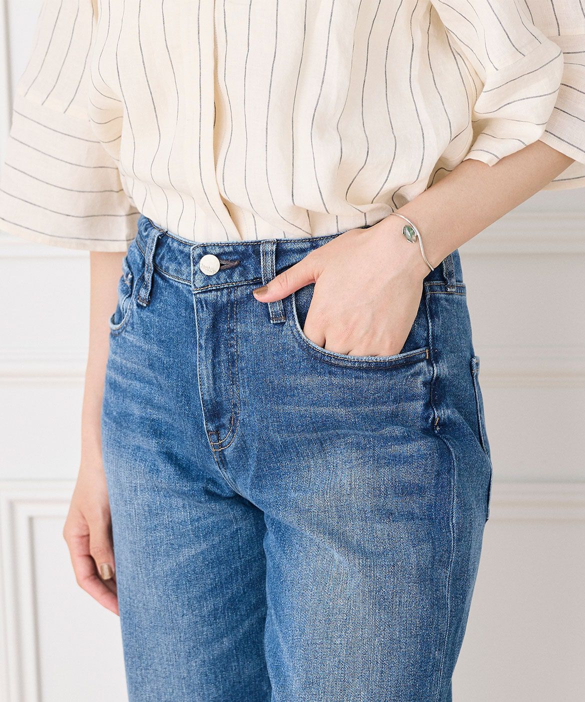 INED「スリムストレートデニム Pink Pepper Midrise《Healthy DENIM》」|デニム|