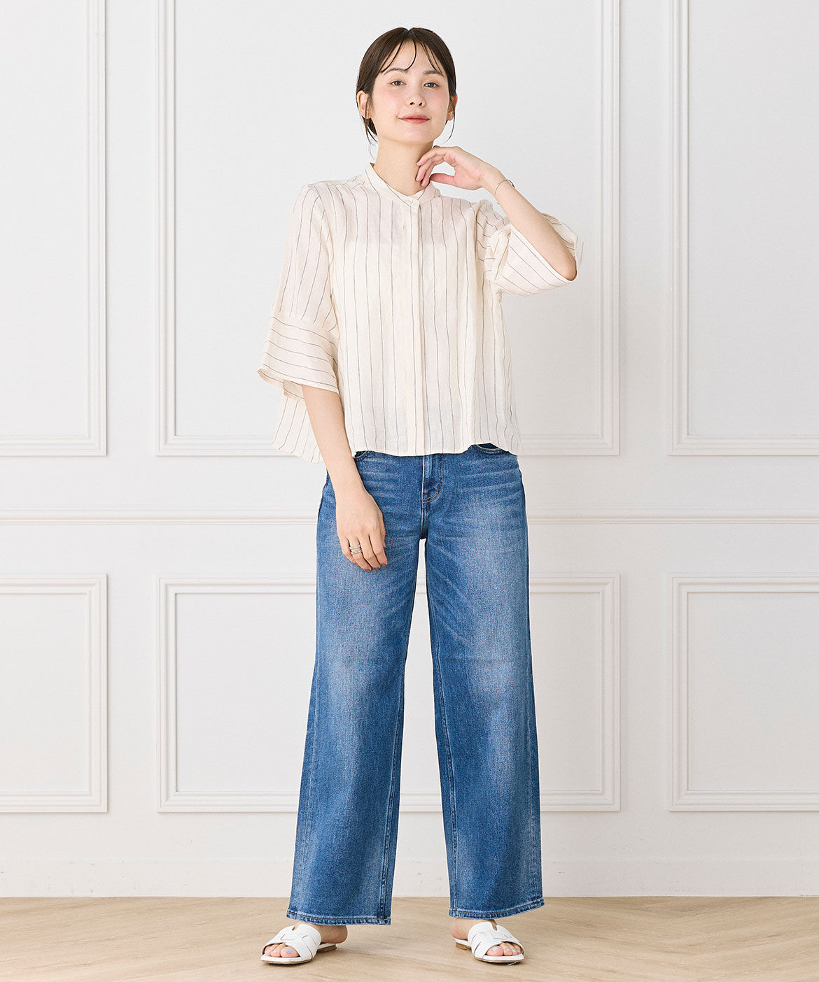 INED「スリムストレートデニム Pink Pepper Midrise《Healthy DENIM》」|デニム|