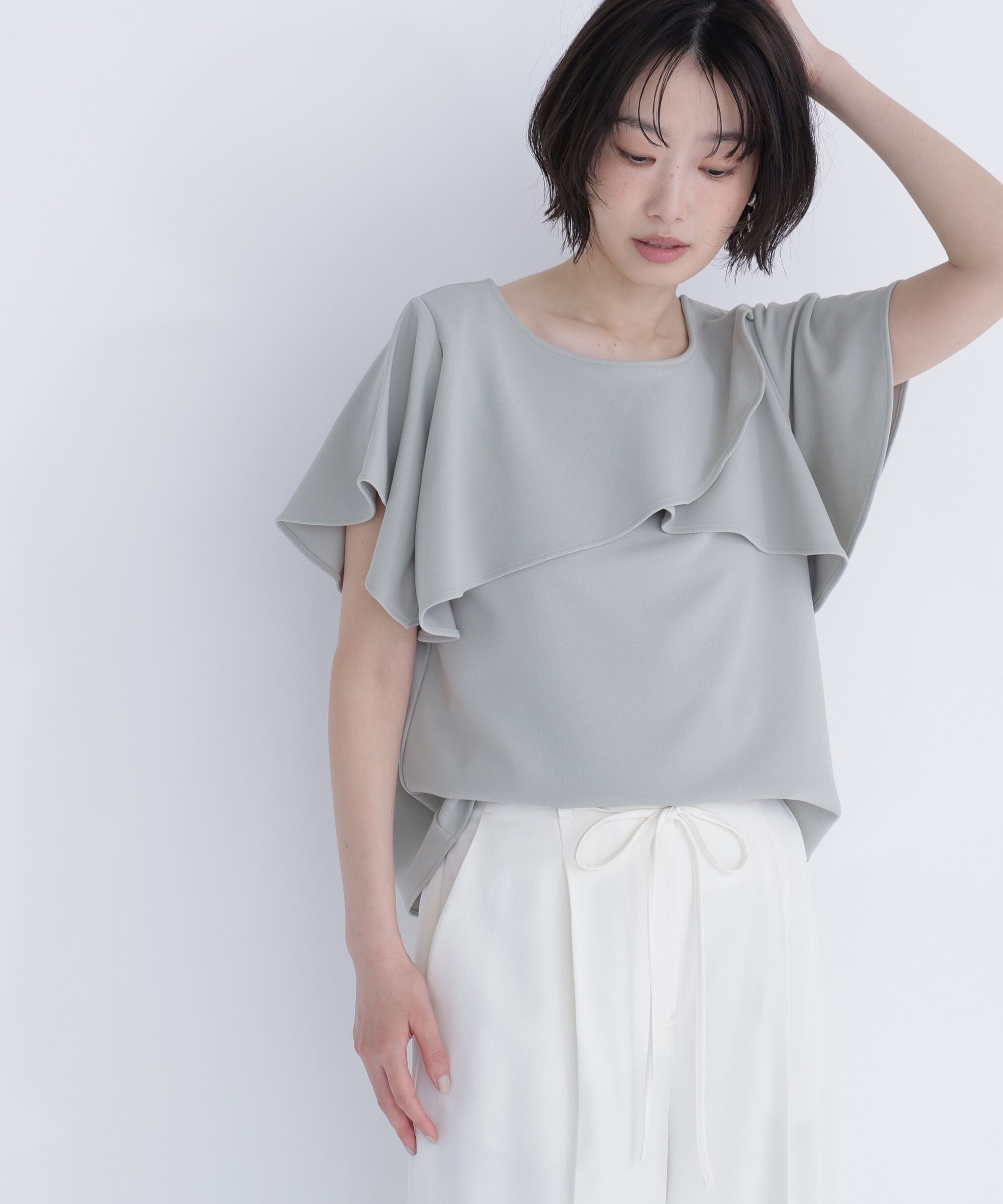  「カットジョーゼットトップス」|Tシャツ・カットソー|ライトグリー