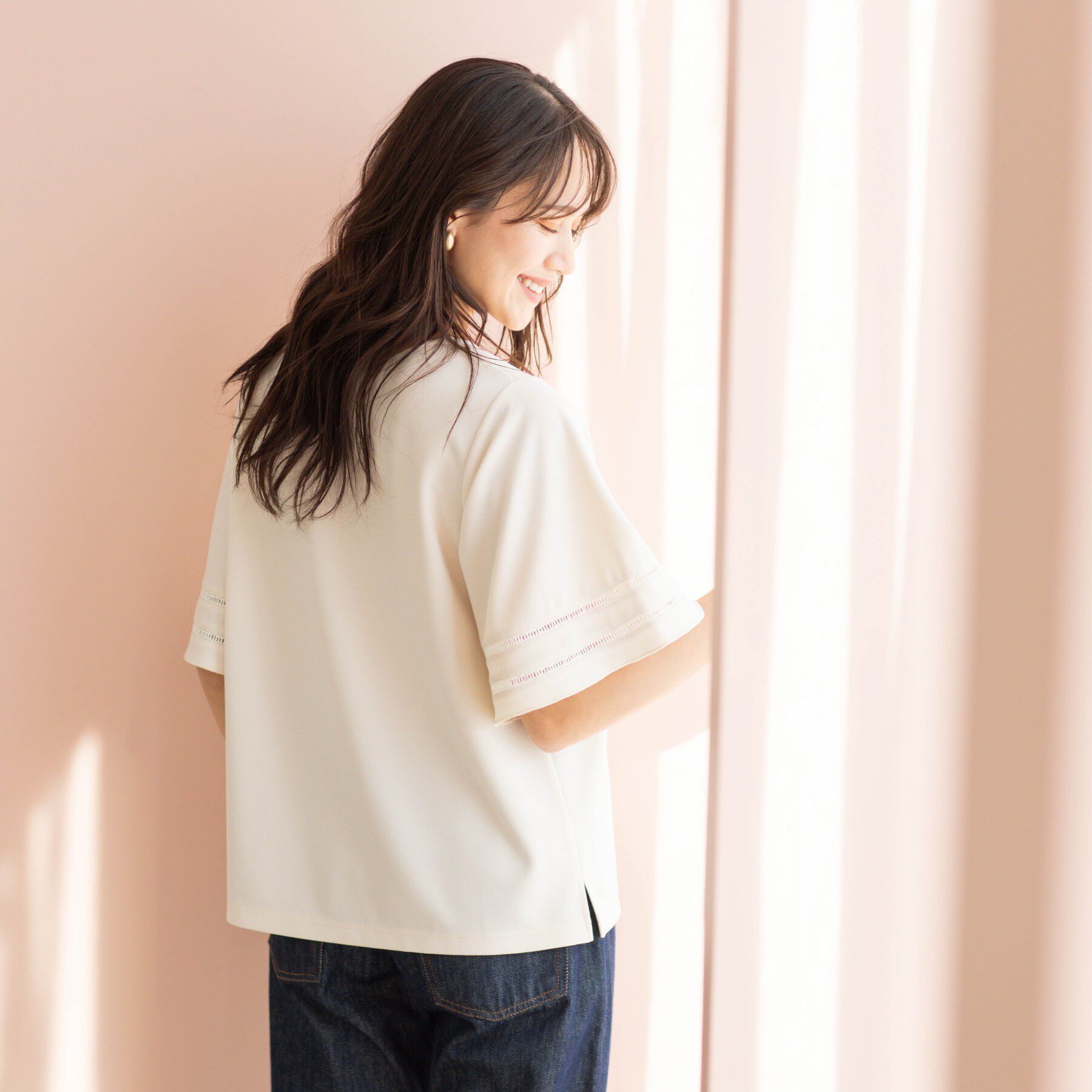 SHOO･LA･RUE「ハシゴレースフレアスリーブＴシャツ」|Tシャツ・カットソー|