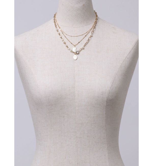 EVRIS「COIN MOTIF PEARL 3連ネックレス」|ネックレス|