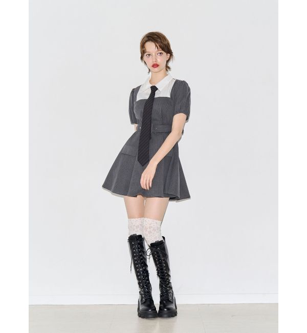 jouetie「スクエアネックドッキングミニワンピース」|ワンピース|