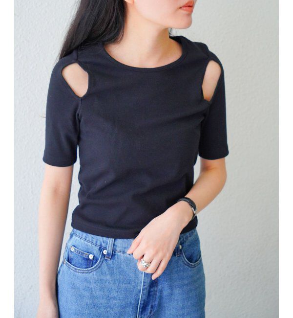 VENCE share style「カットアウトテレコトップス」|Tシャツ・カットソー|